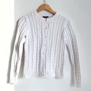 Vintage cotton white cable knit cardigan